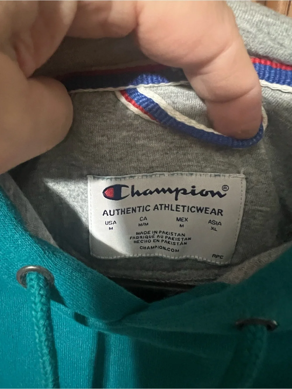 Champion Teal Hoodie with Embroidered Logo